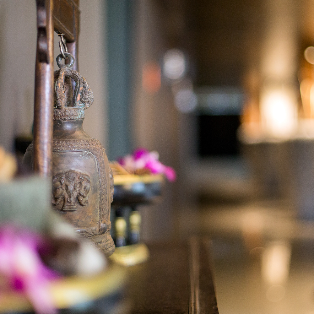 a balinese styled decorated corridor in Amla Aqua - Organic spa & hydrotherapy in Cherngtalay, Phuket